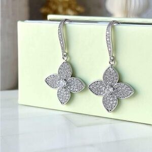 Park Lane Vera Earrings | Elegant Silver Floral Drop Earrings | Nov Sparkle Box